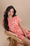 Zivame Knit Cotton Short Set - Burnt Coral — thumbnail 4